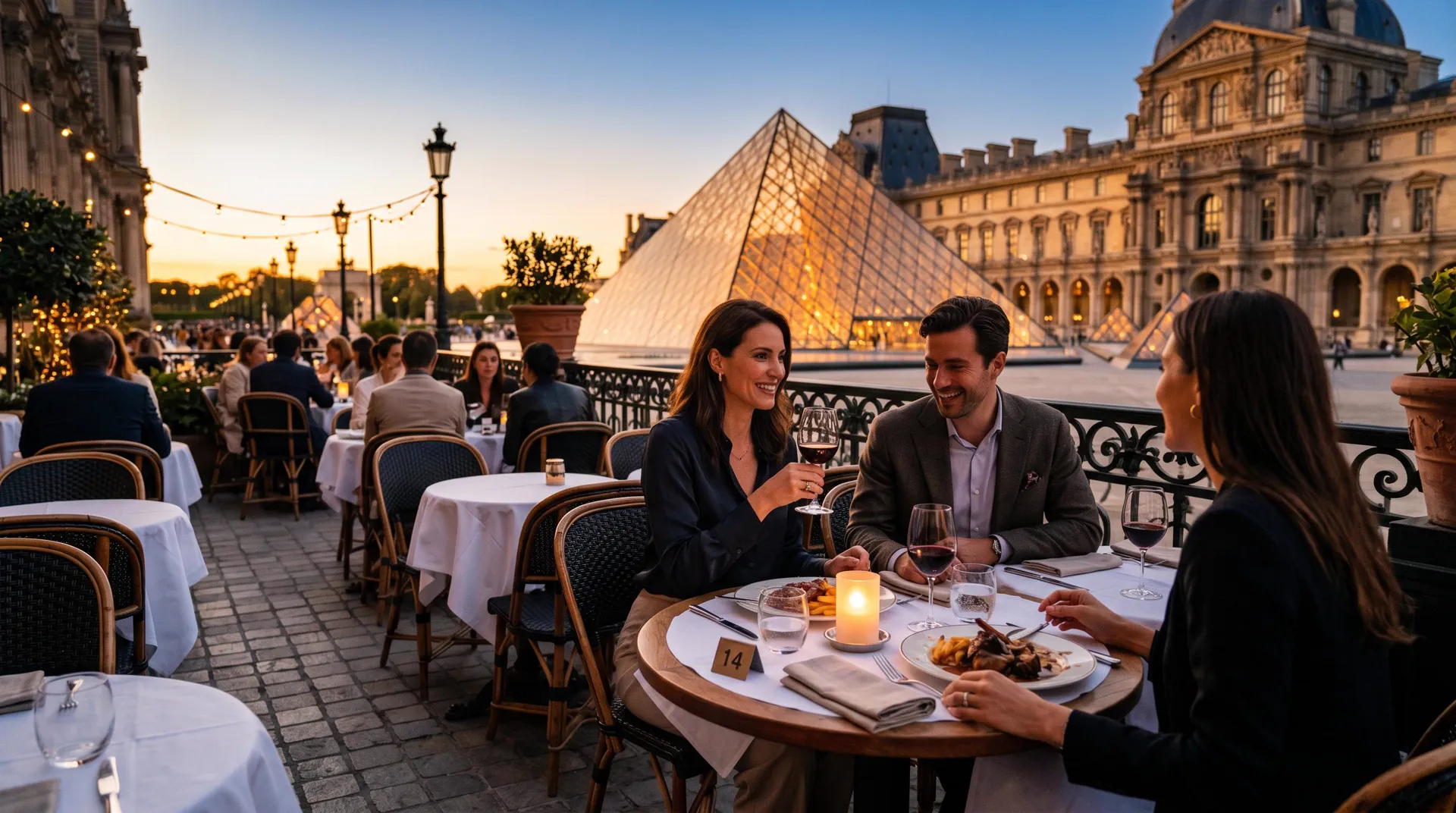 Terrasse du Cafe Marly le soir